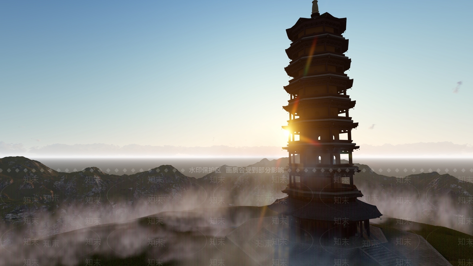 中式古建筑塔雷峰塔SU模型下载【ID:862435629】