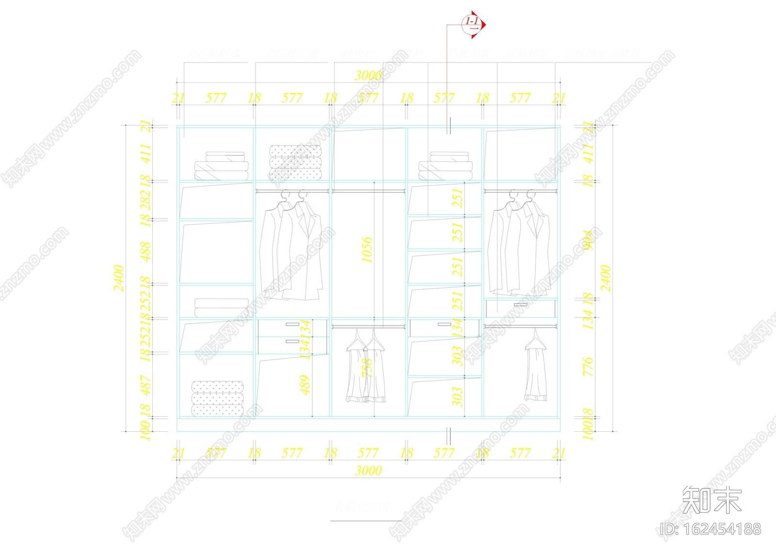 衣柜详图施工图下载【ID:162454188】