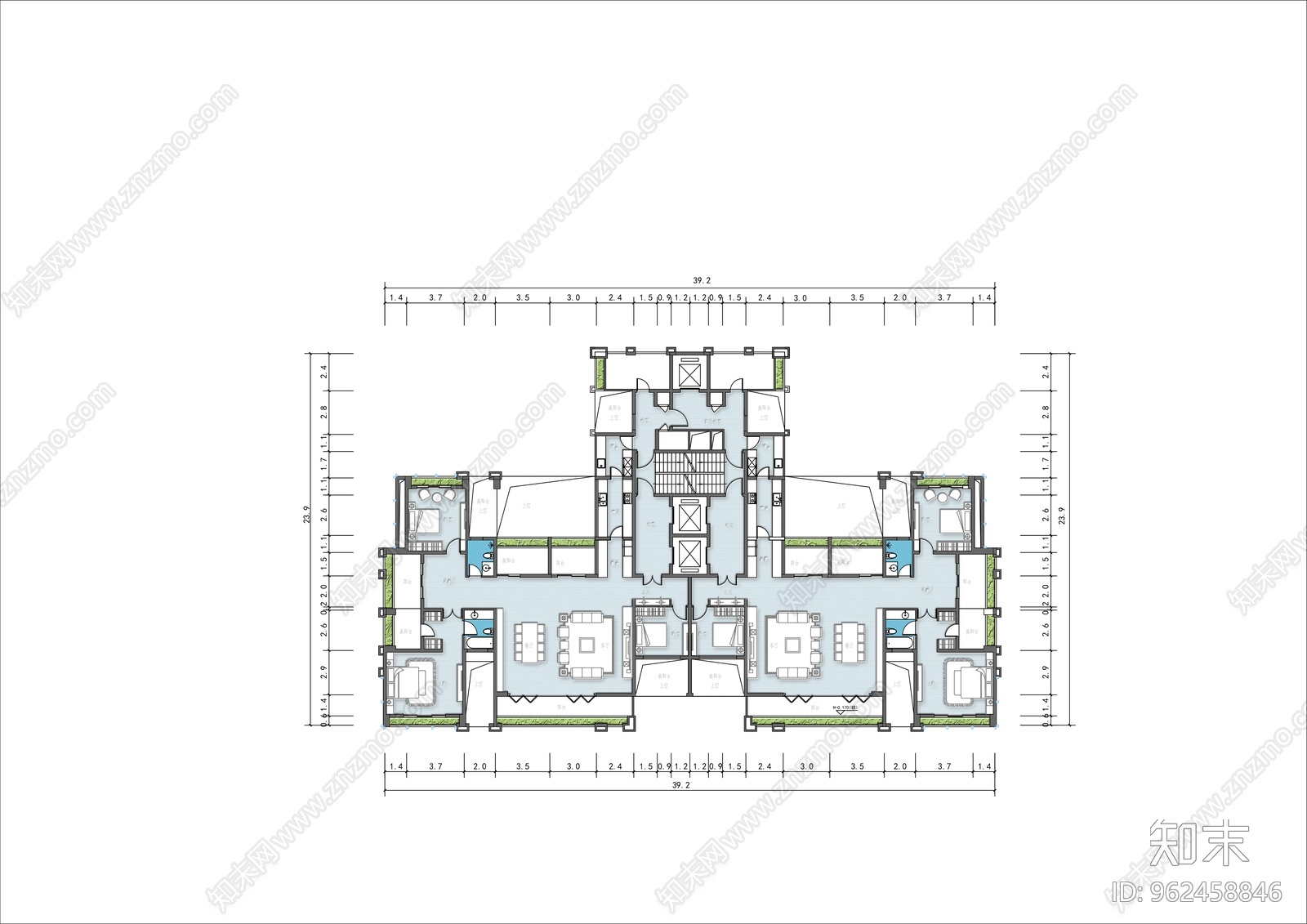 居住区规划设计cad施工图下载【ID:962458846】