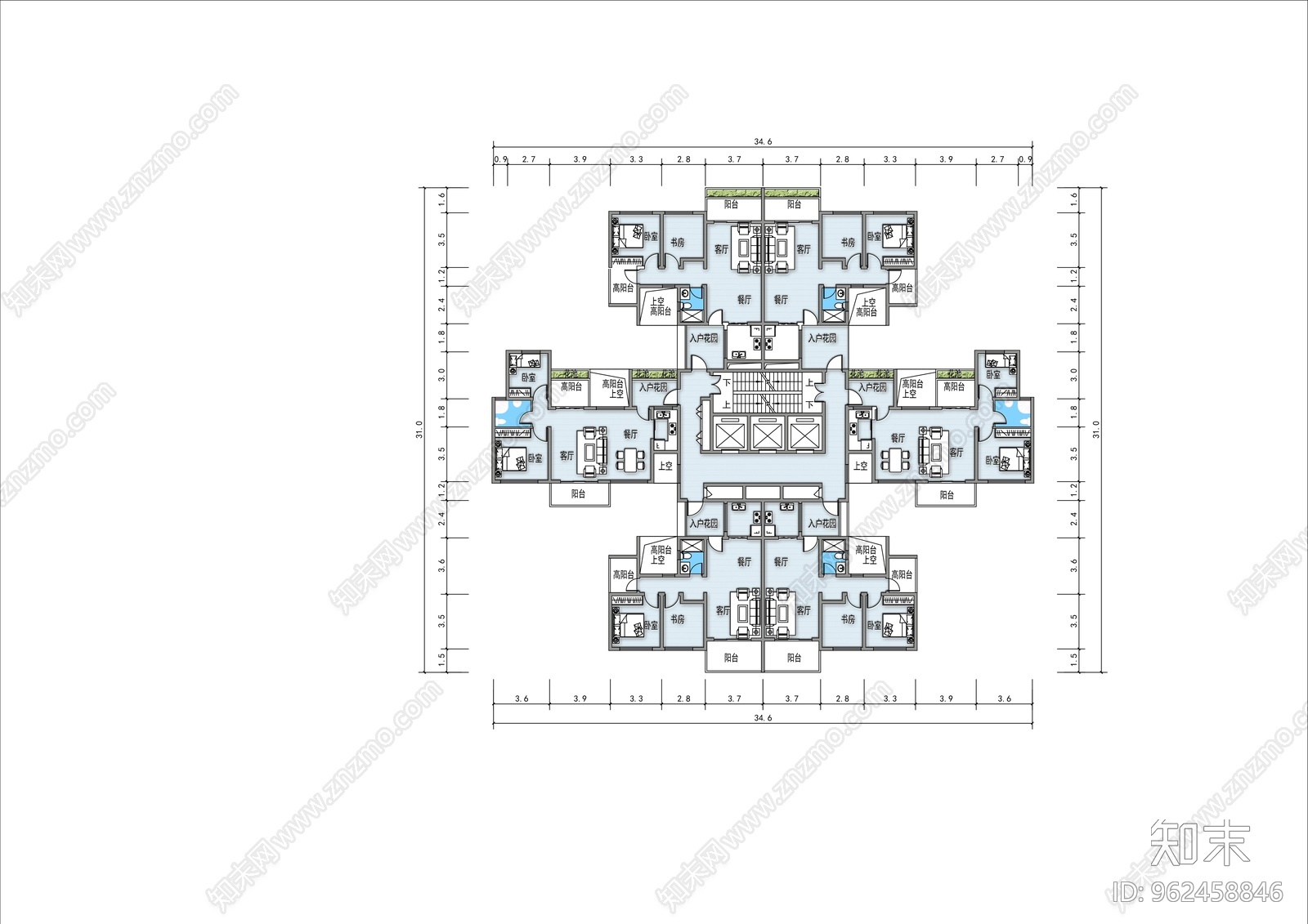 居住区规划设计cad施工图下载【ID:962458846】