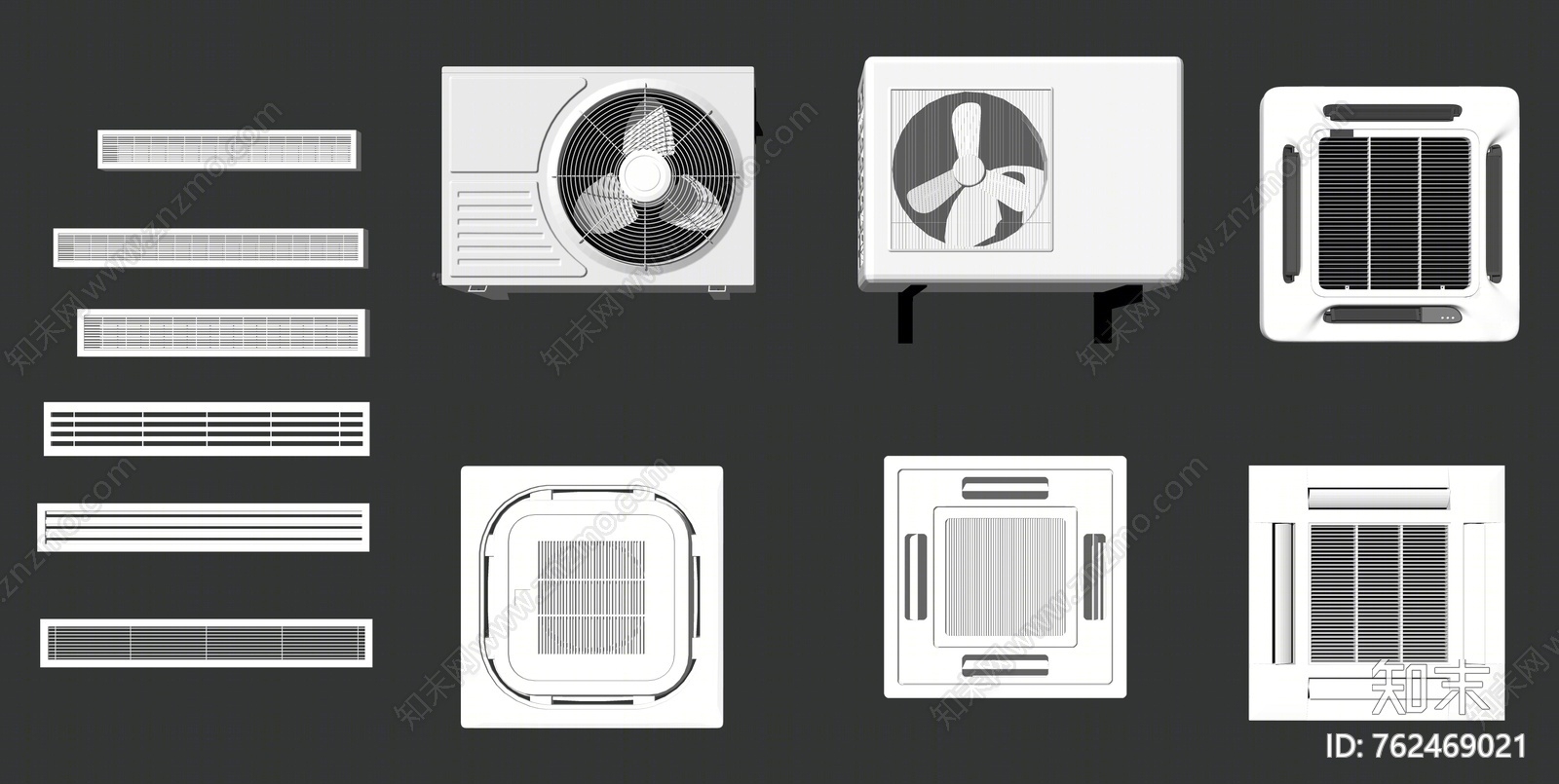 现代风格空调风口主机外挂机SU模型下载【ID:762469021】