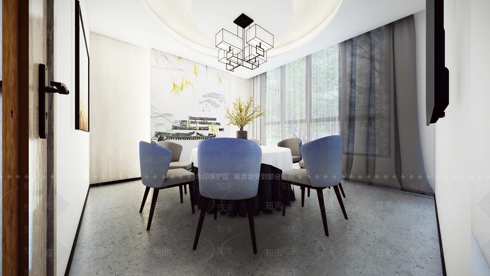 中式风格酒店包厢SU模型下载【ID:962477284】