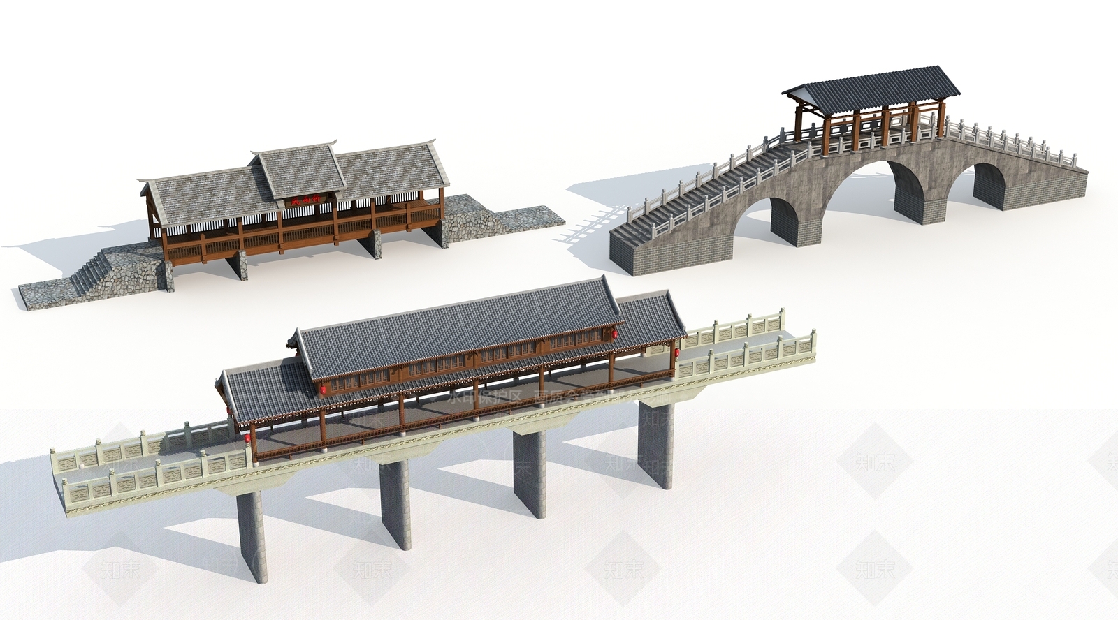 中式风雨桥3D模型下载【ID:462488773】