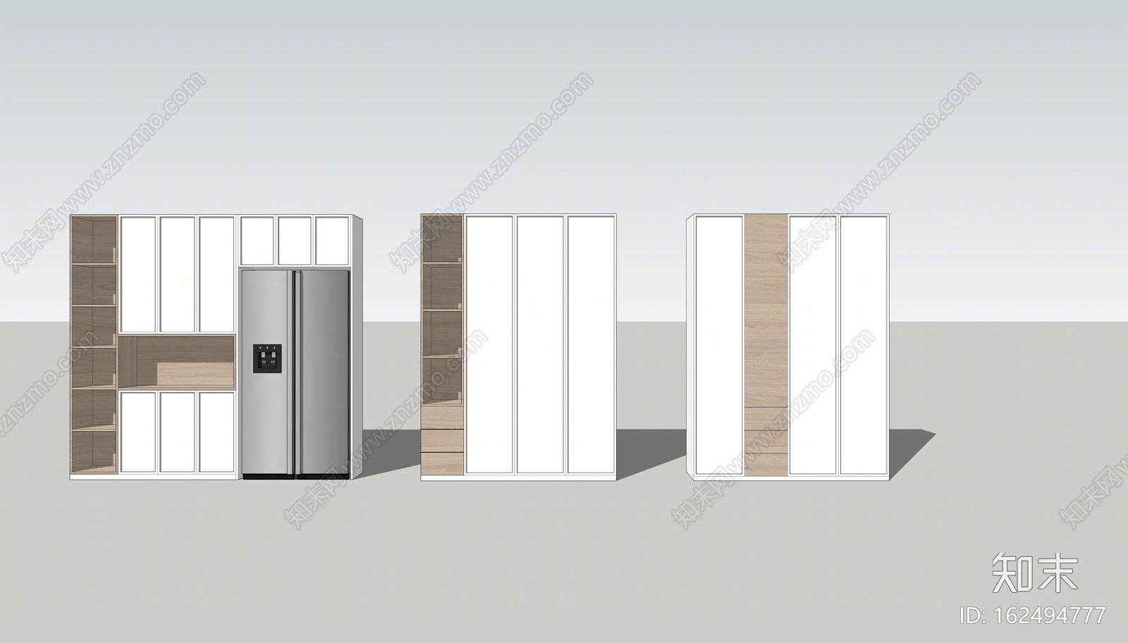 北欧风格橱柜组合SU模型下载【ID:162494777】