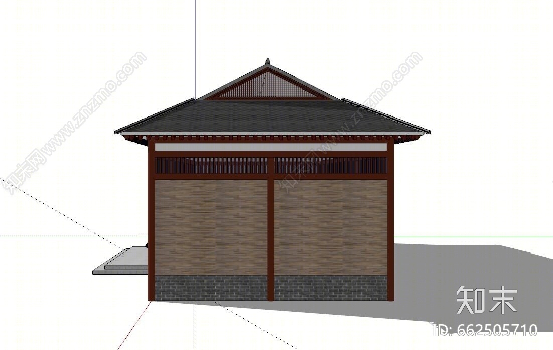 新中式风格景观厕所SU模型下载【ID:662505710】