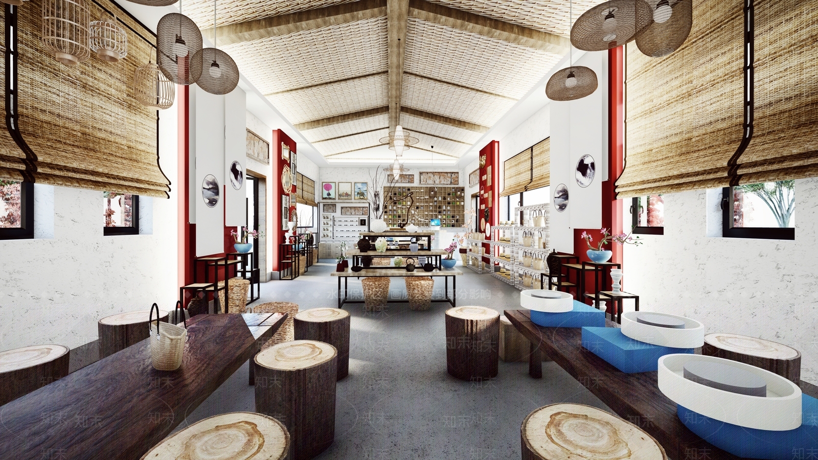 中式风格民宿手工区SU模型下载【ID:962506715】