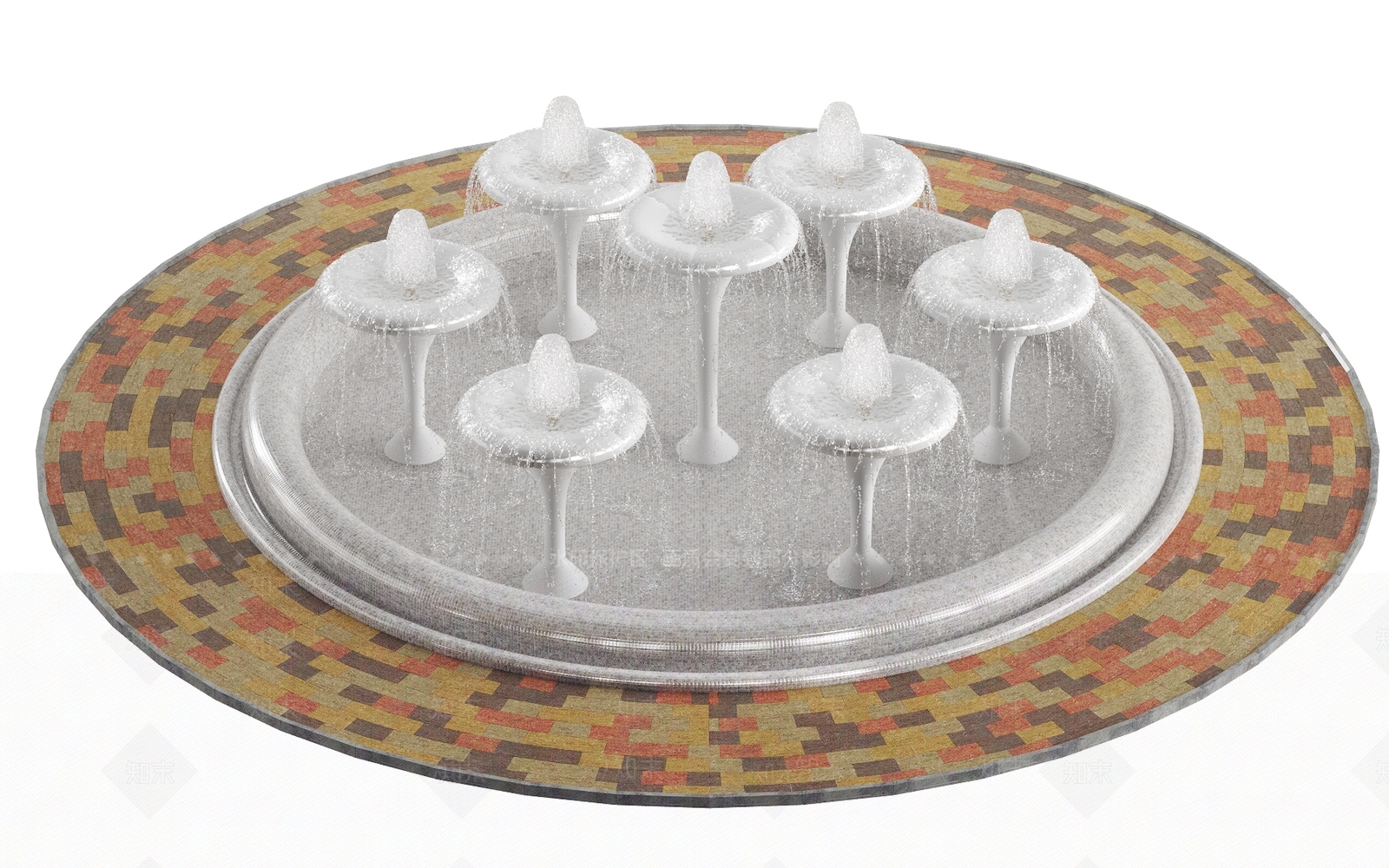 现代户外喷泉景观3D模型下载【ID:962512330】