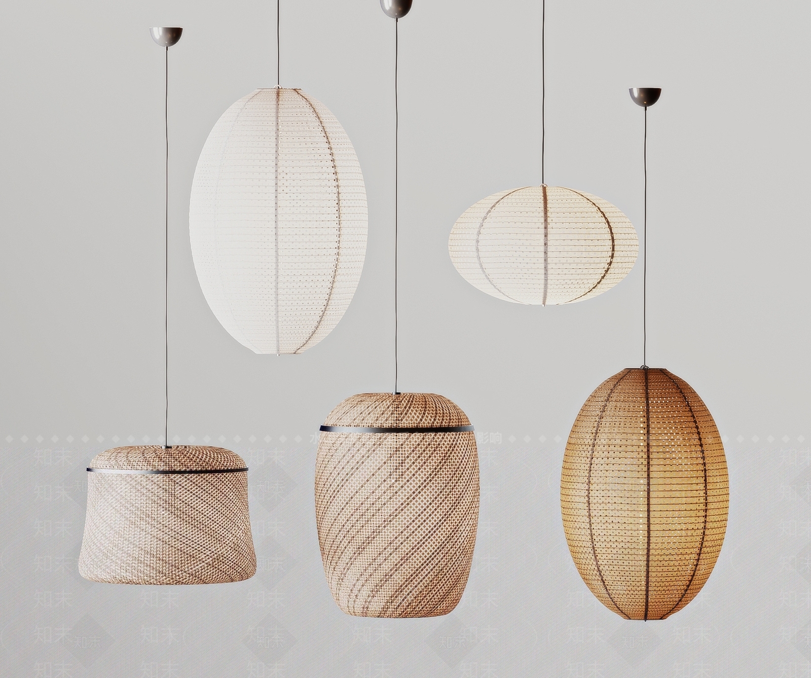 中式吊灯组合3D模型下载【ID:562529859】