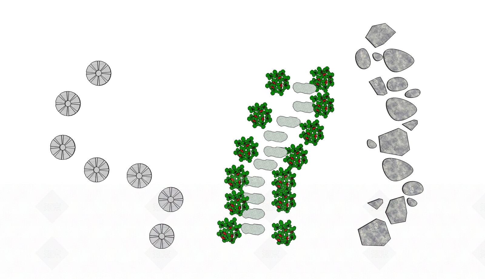 中式风格石头小路SU模型下载【ID:962572094】
