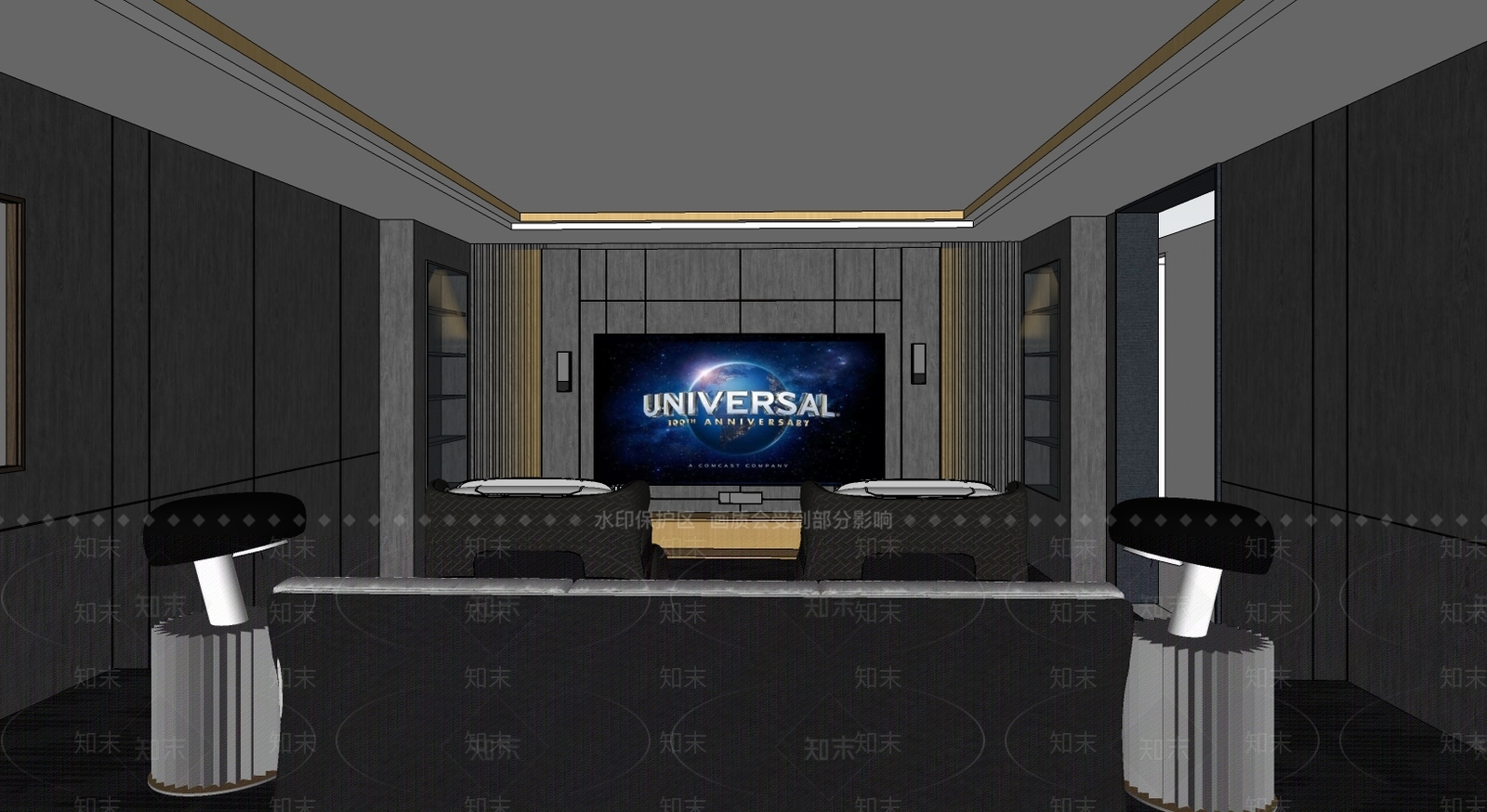 现代风格影音室SU模型下载【ID:562602777】
