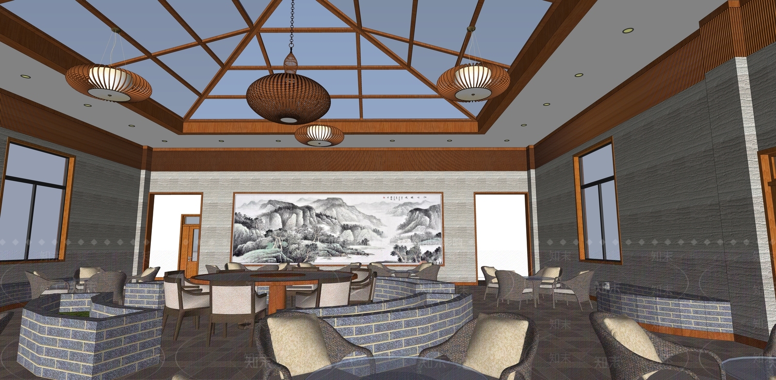 中式风格娱乐室SU模型下载【ID:762624696】