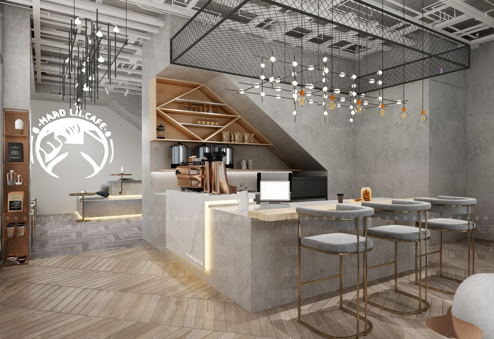 工业风咖啡厅3D模型下载【ID:162627027】_知末3d模型网