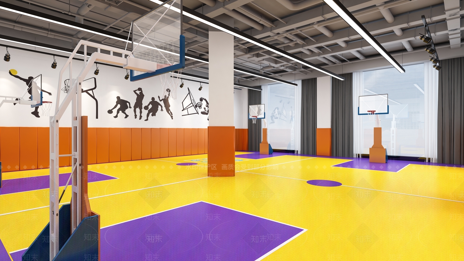 现代室内篮球馆3D模型下载【ID:262629248】