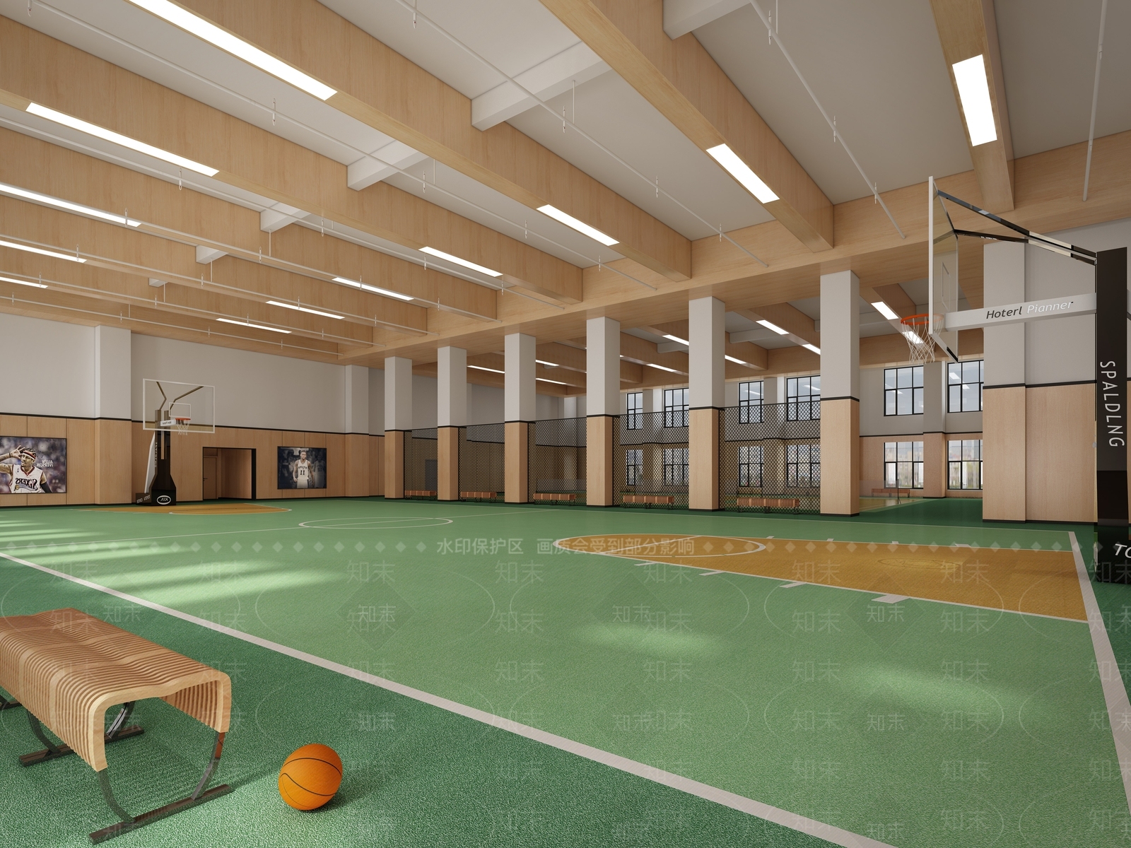 现代室内篮球场3D模型下载【ID:262633215】