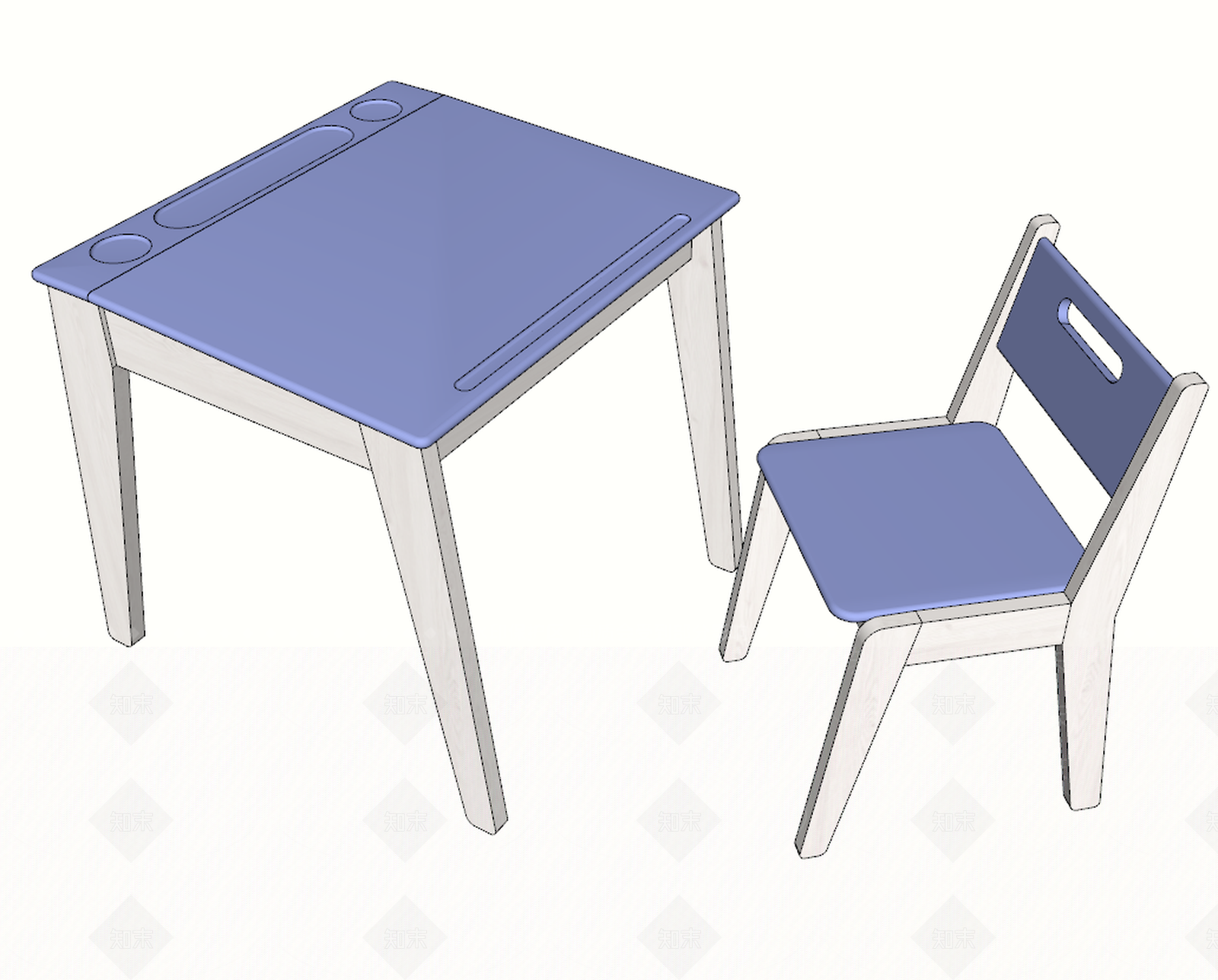 北欧风格儿童书桌SU模型下载【ID:662648712】