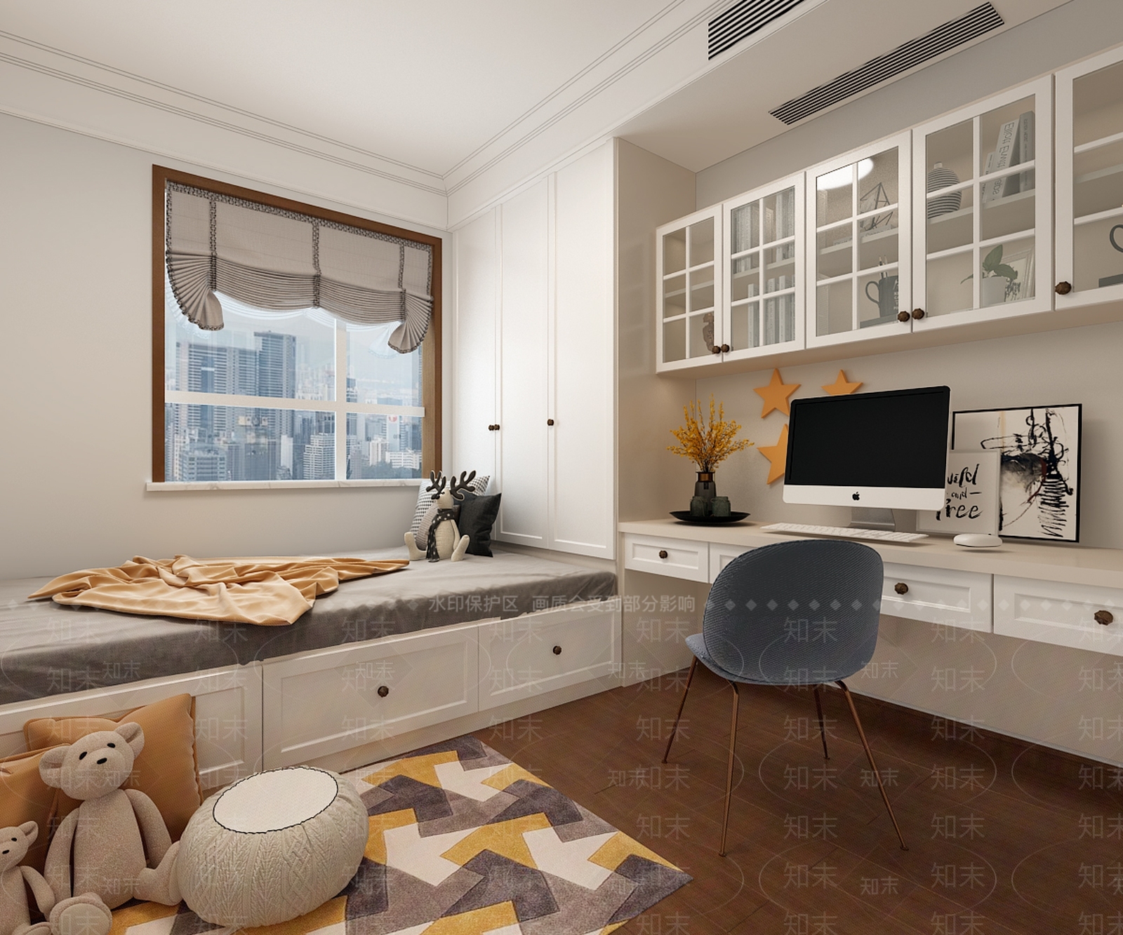 简欧次卧3D模型下载【ID:462651724】