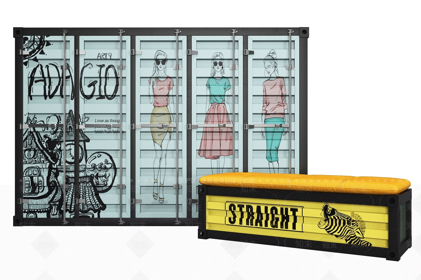 工业风更衣柜3D模型下载【ID:962723992】