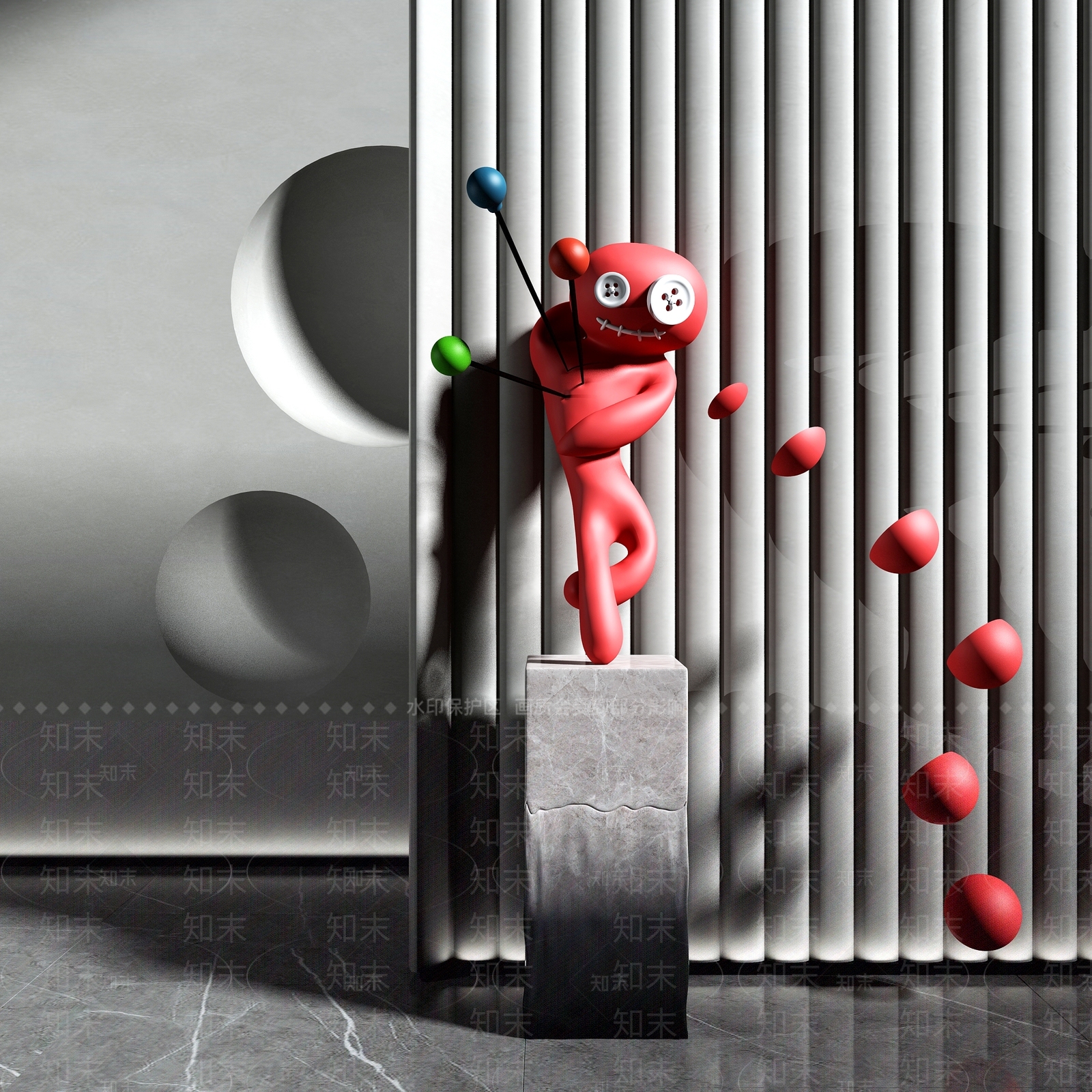 现代卡通人物雕塑3D模型下载【ID:362736819】