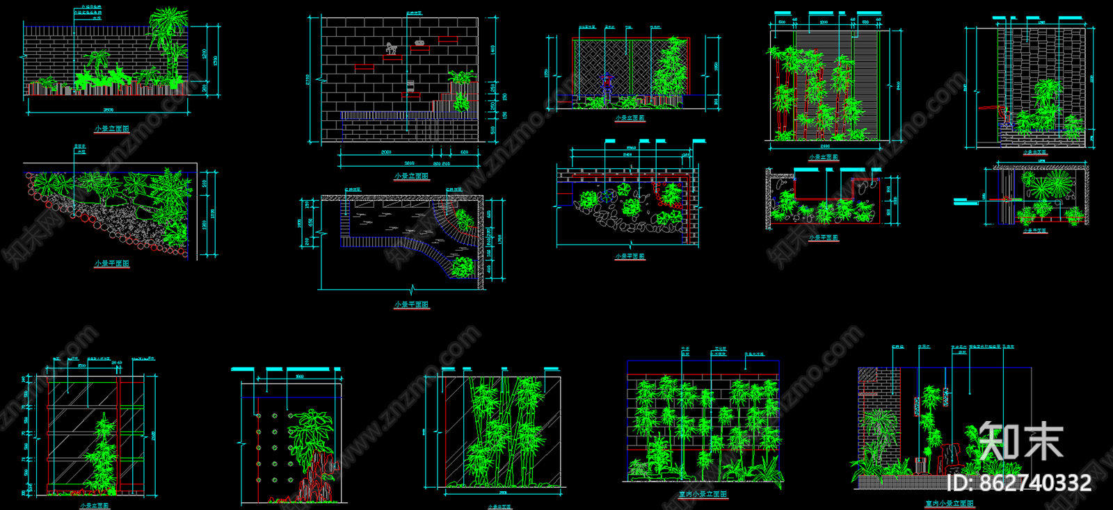 室内小景园林景观CAD图库施工图下载【ID:862740332】