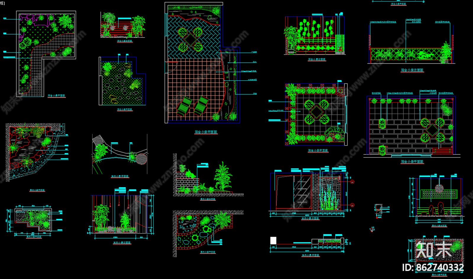 室内小景园林景观CAD图库施工图下载【ID:862740332】