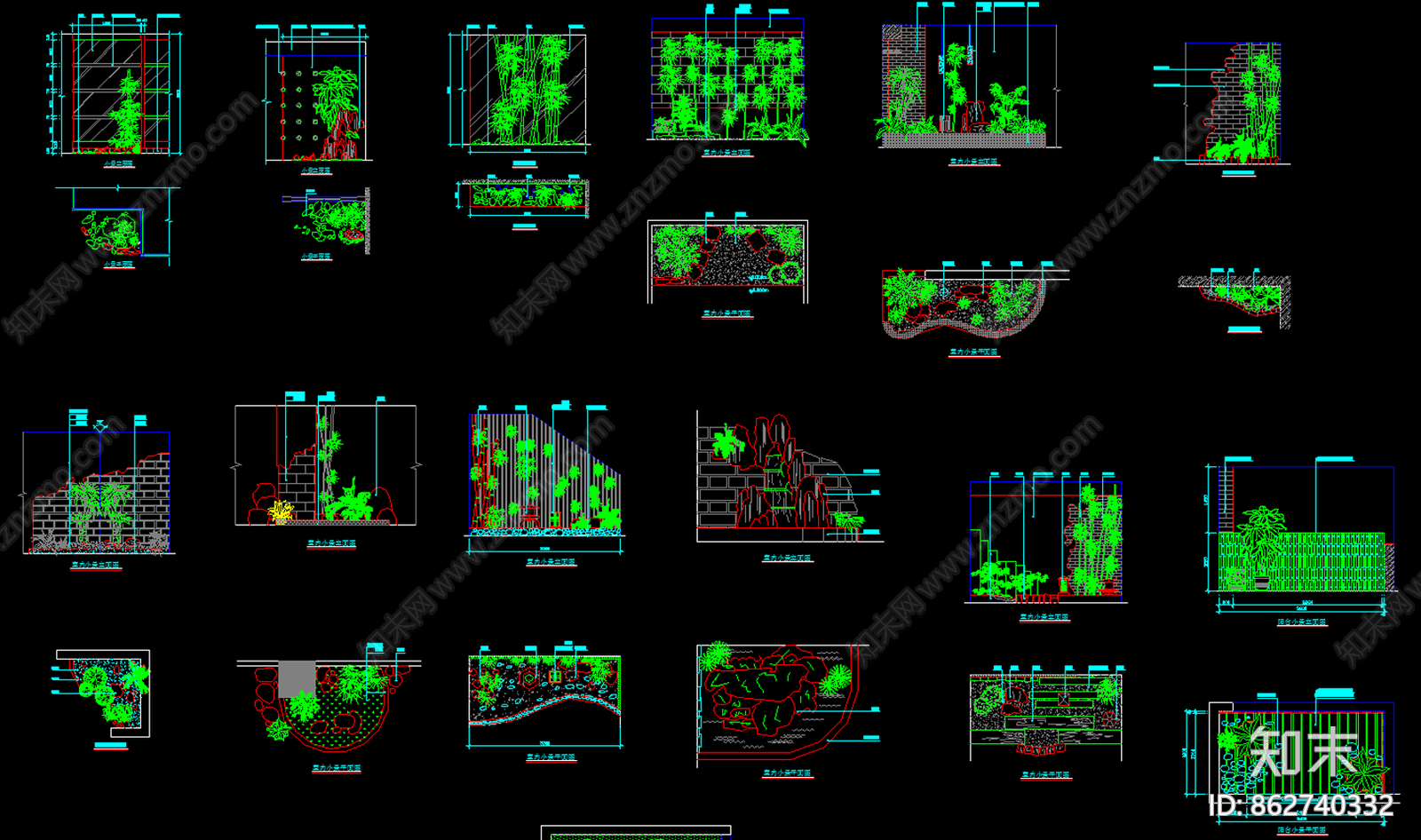 室内小景园林景观CAD图库施工图下载【ID:862740332】