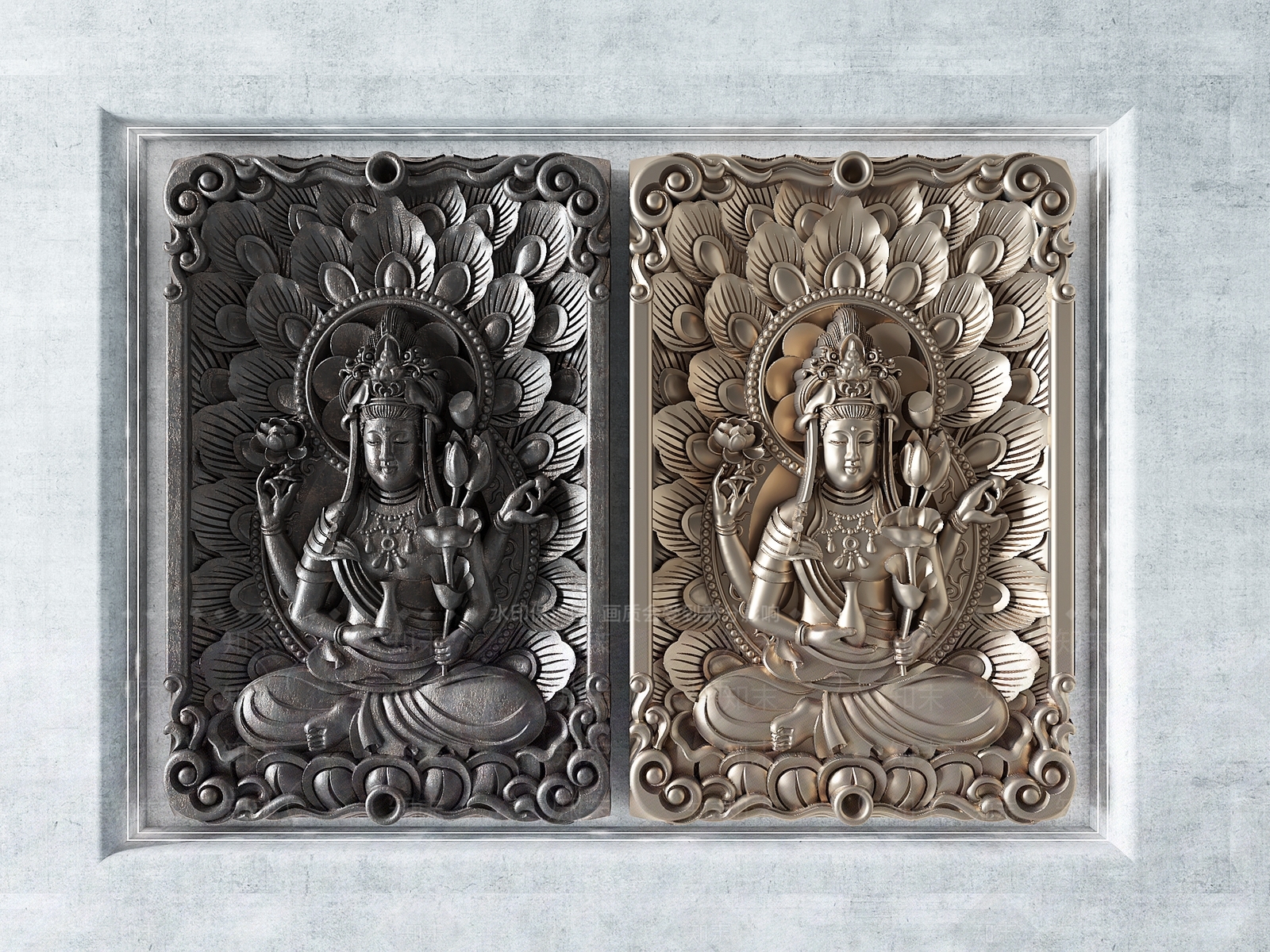 新中式浮雕墙饰3D模型下载【ID:962812994】