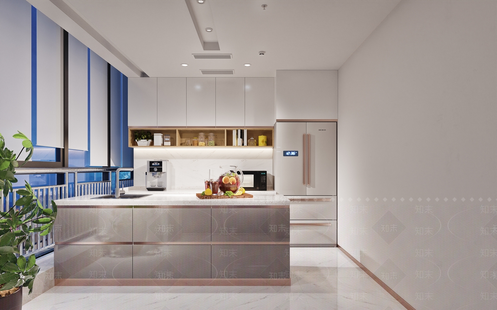 现代公司厨房茶水间3D模型下载【ID:662832508】