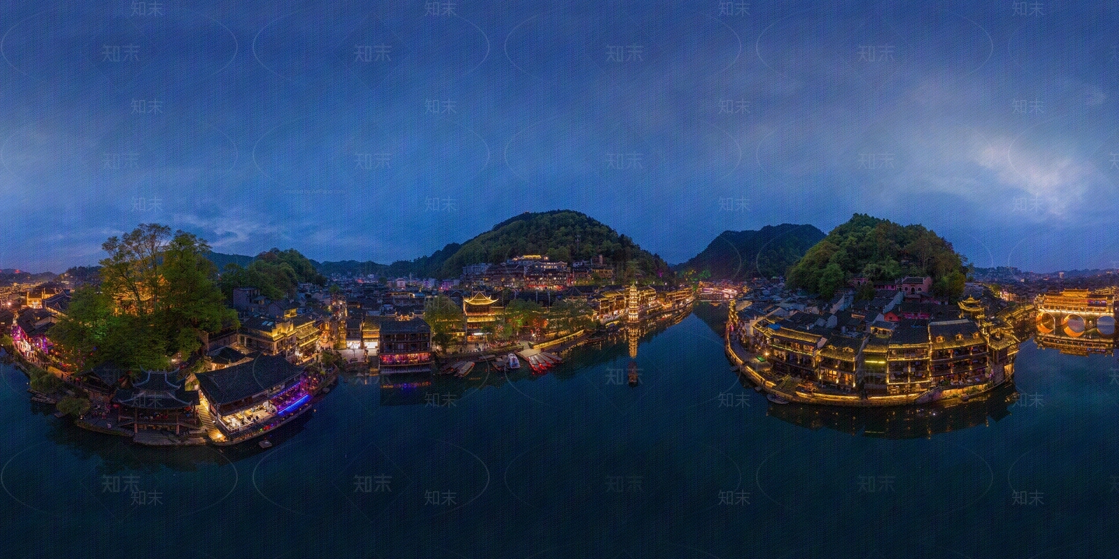 凤凰古城高清夜景hdr贴图下载【ID:662950310】