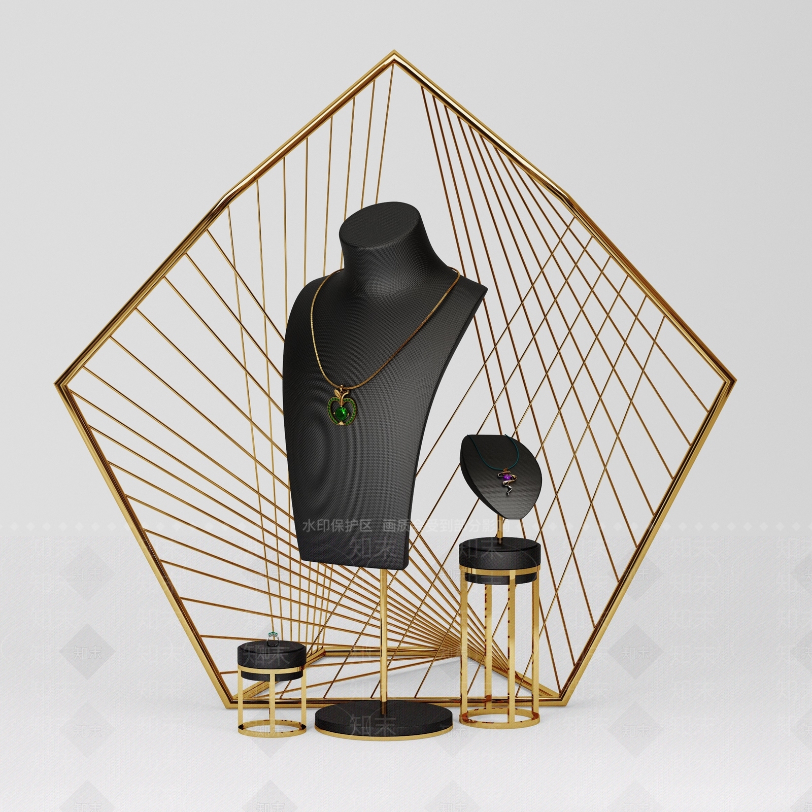 现代珠宝展示架3D模型下载【ID:162961740】