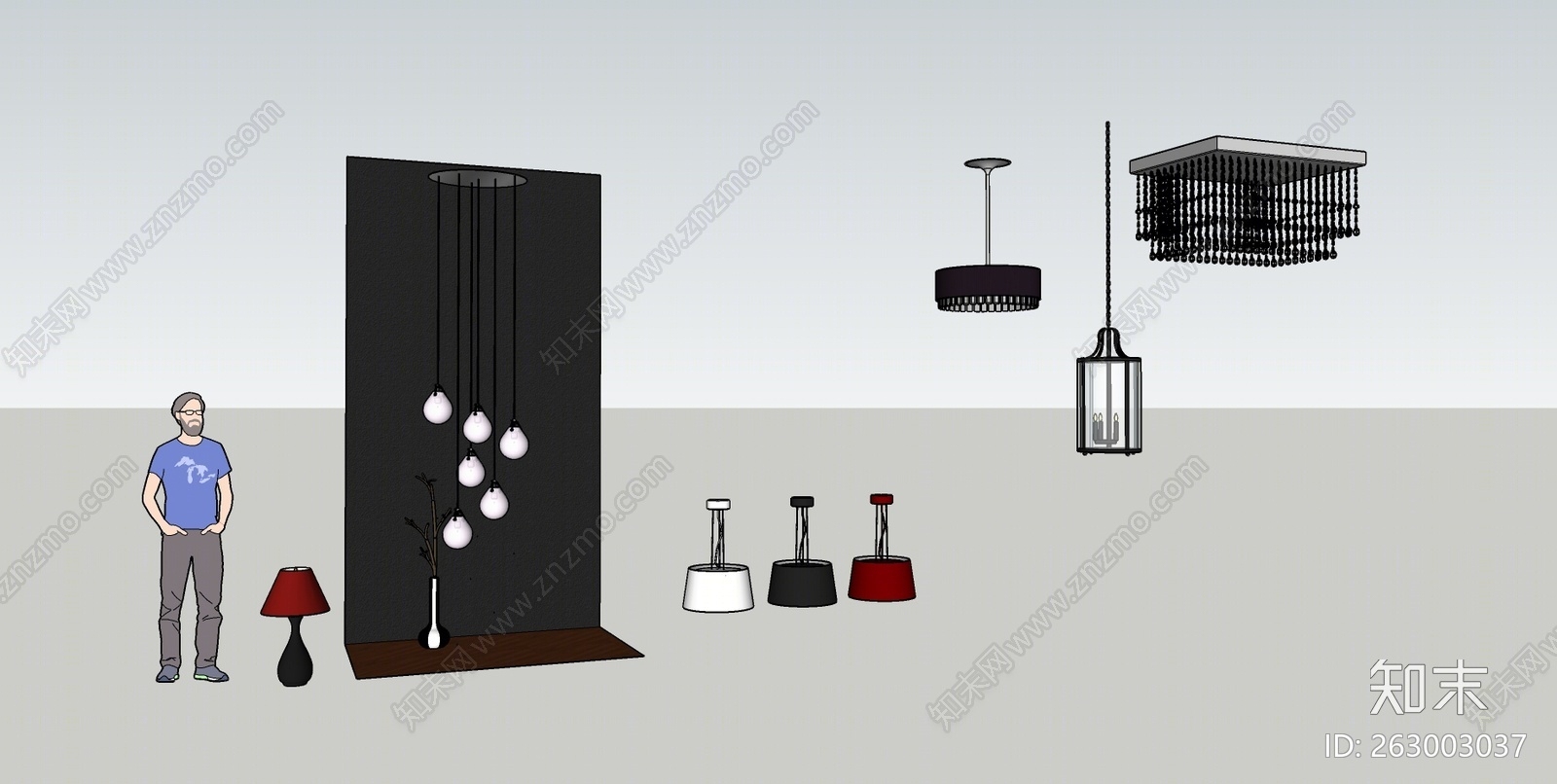 现代风格灯具组合SU模型下载【ID:263003037】