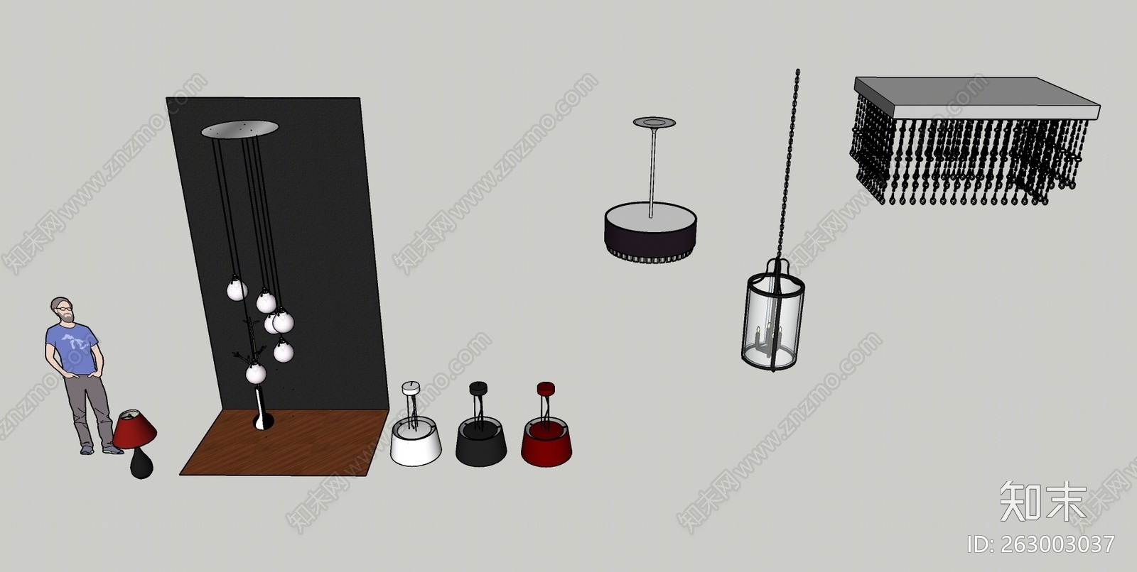 现代风格灯具组合SU模型下载【ID:263003037】