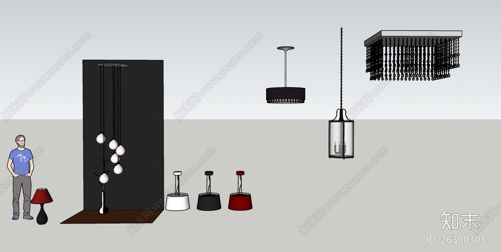 现代风格灯具组合SU模型下载【ID:263003037】