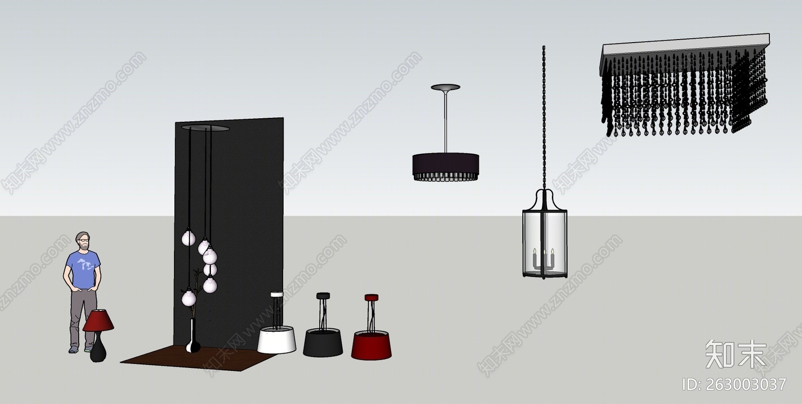 现代风格灯具组合SU模型下载【ID:263003037】