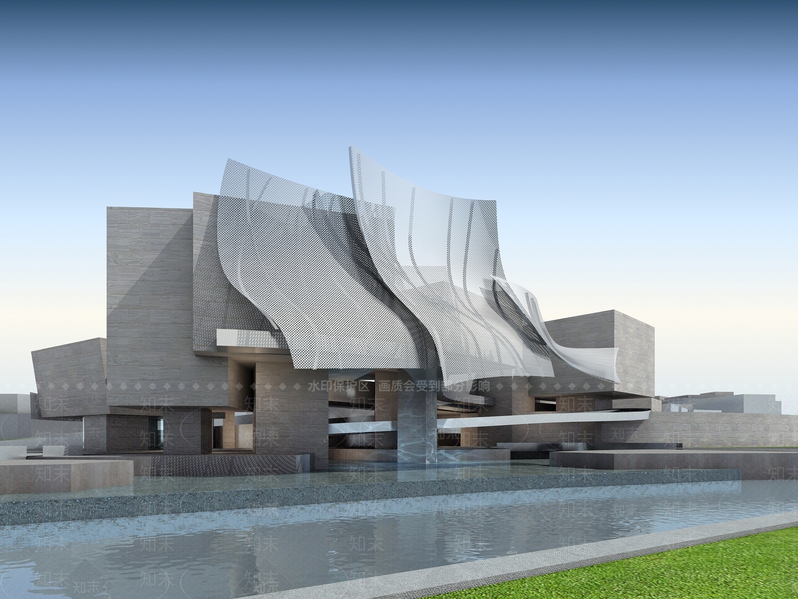 后现代办公展厅公建3D模型下载【ID:463018998】