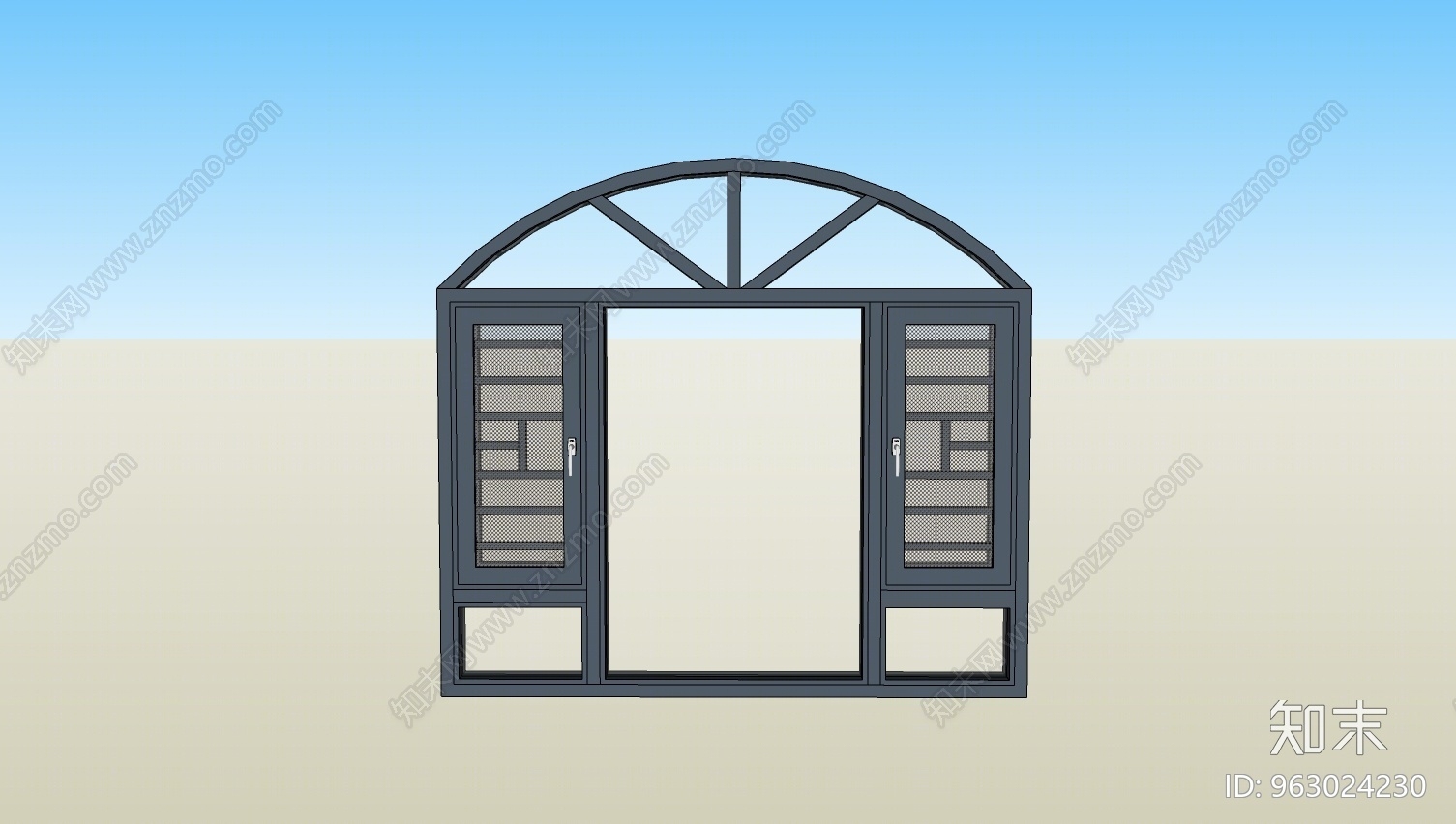 现代风格平开窗SU模型下载【ID:963024230】