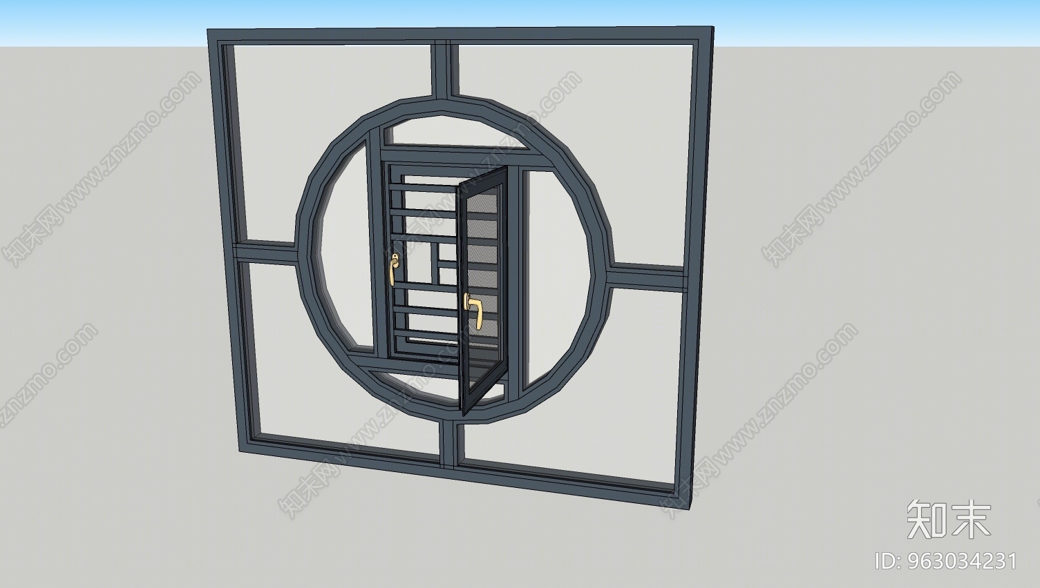 现代风格平开窗SU模型下载【ID:963034231】