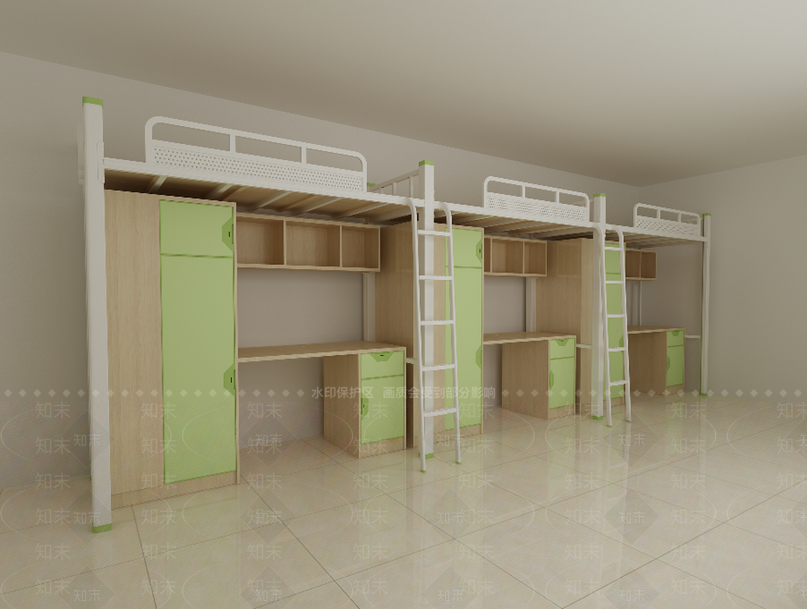 现代宿舍上下床3D模型下载【ID:463069346】