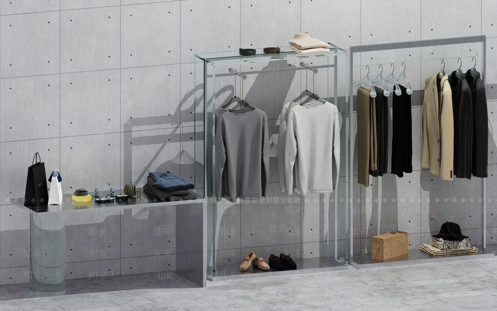 现代男装货架3D模型下载【ID:463136186】