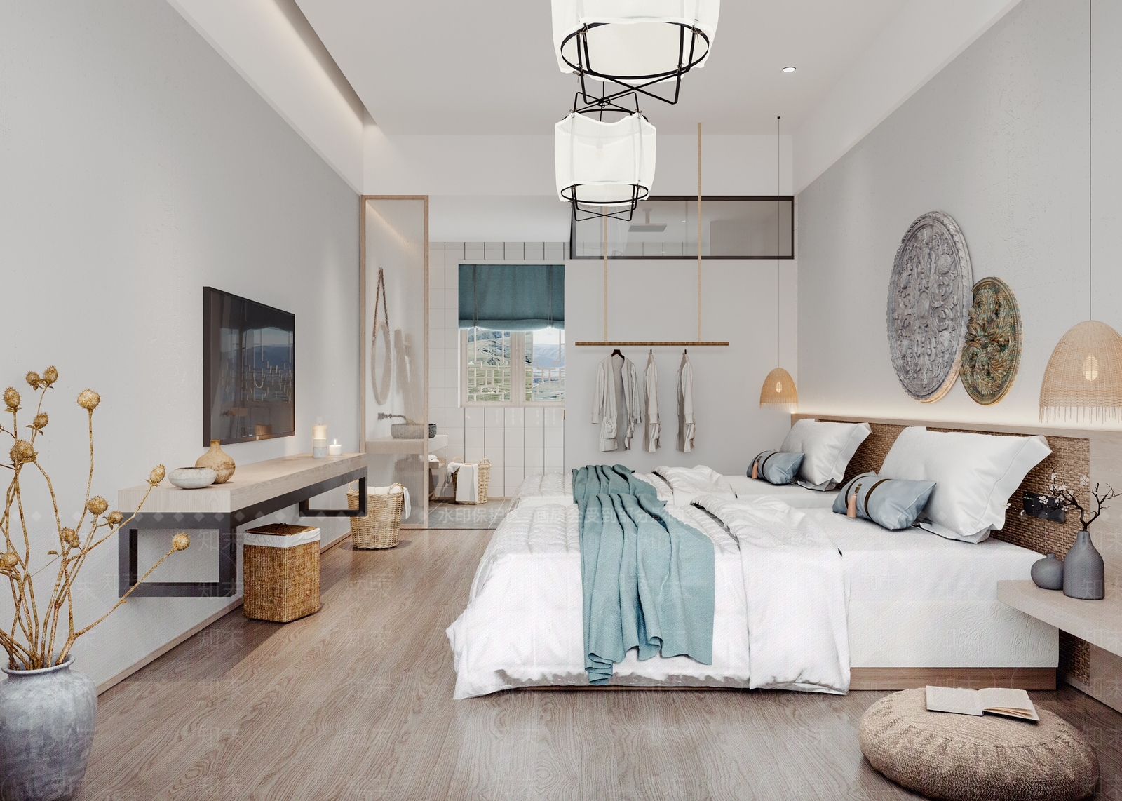 现代名宿酒店客房3D模型下载【ID:463146664】