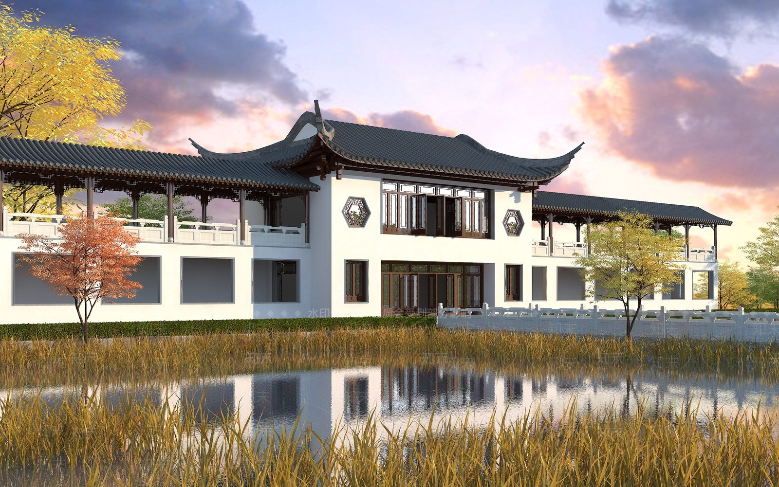 中式古建长廊3D模型下载【ID:263240805】