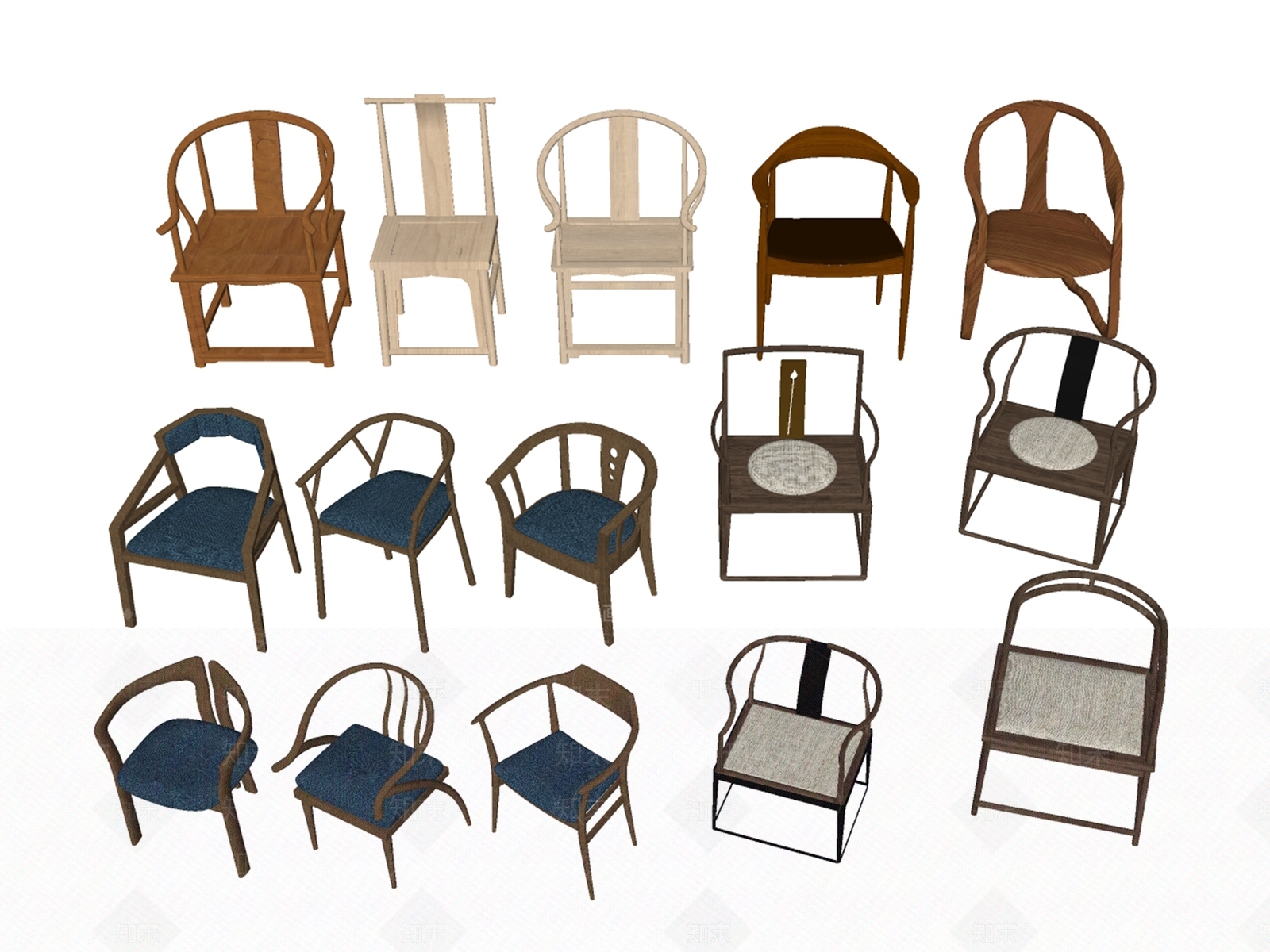 新中式风格圈椅SU模型下载【ID:463254555】