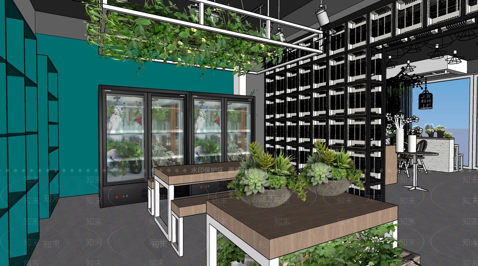 现代风格花店SU模型下载【ID:963255125】