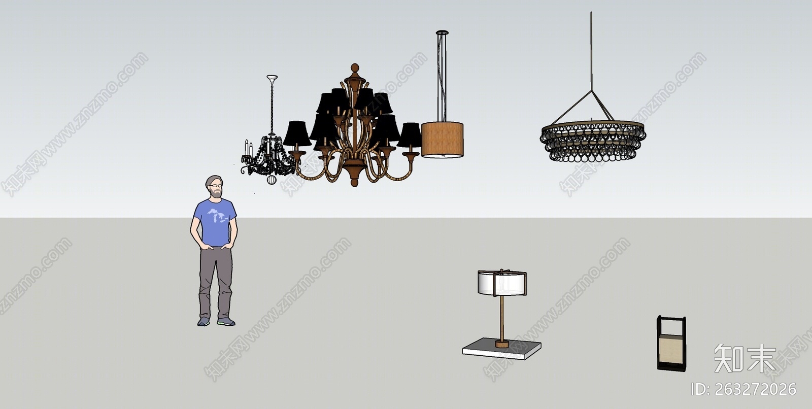 欧式风格灯具组合SU模型下载【ID:263272026】