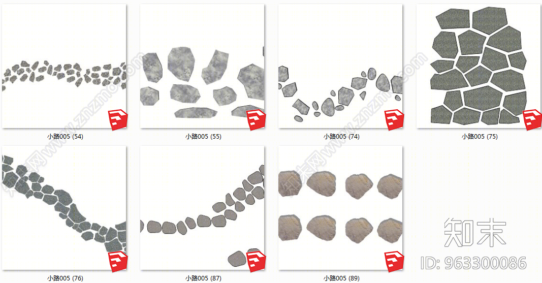 中式风格石头小路SU模型下载【ID:963300086】
