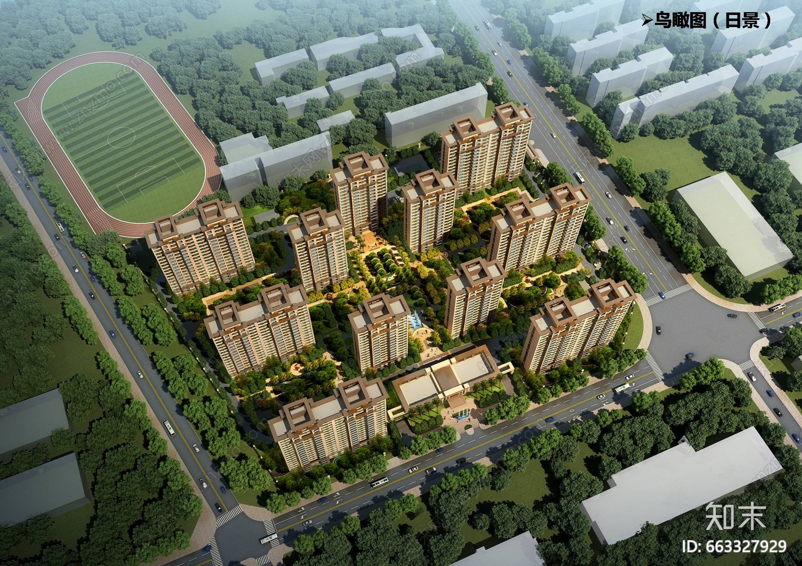 住宅区规划含CAD平面施工图下载【ID:663327929】