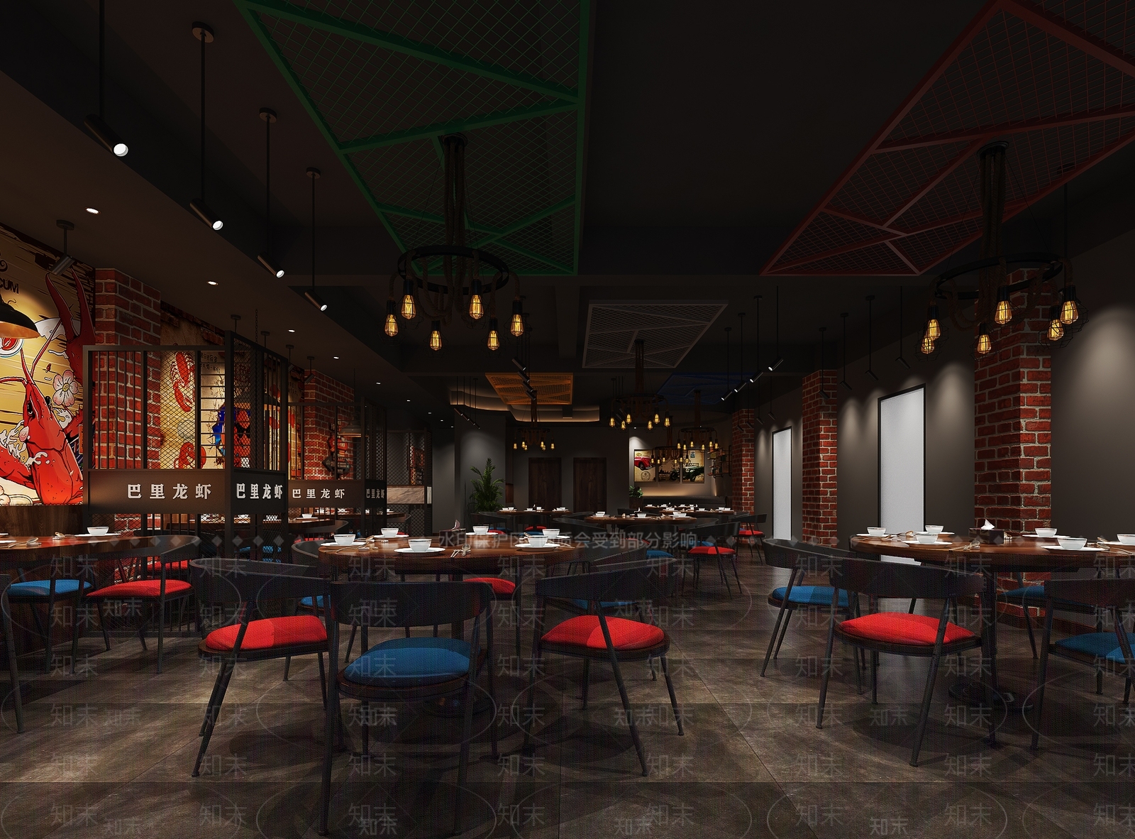 工业风中餐厅3D模型下载【ID:363342466】