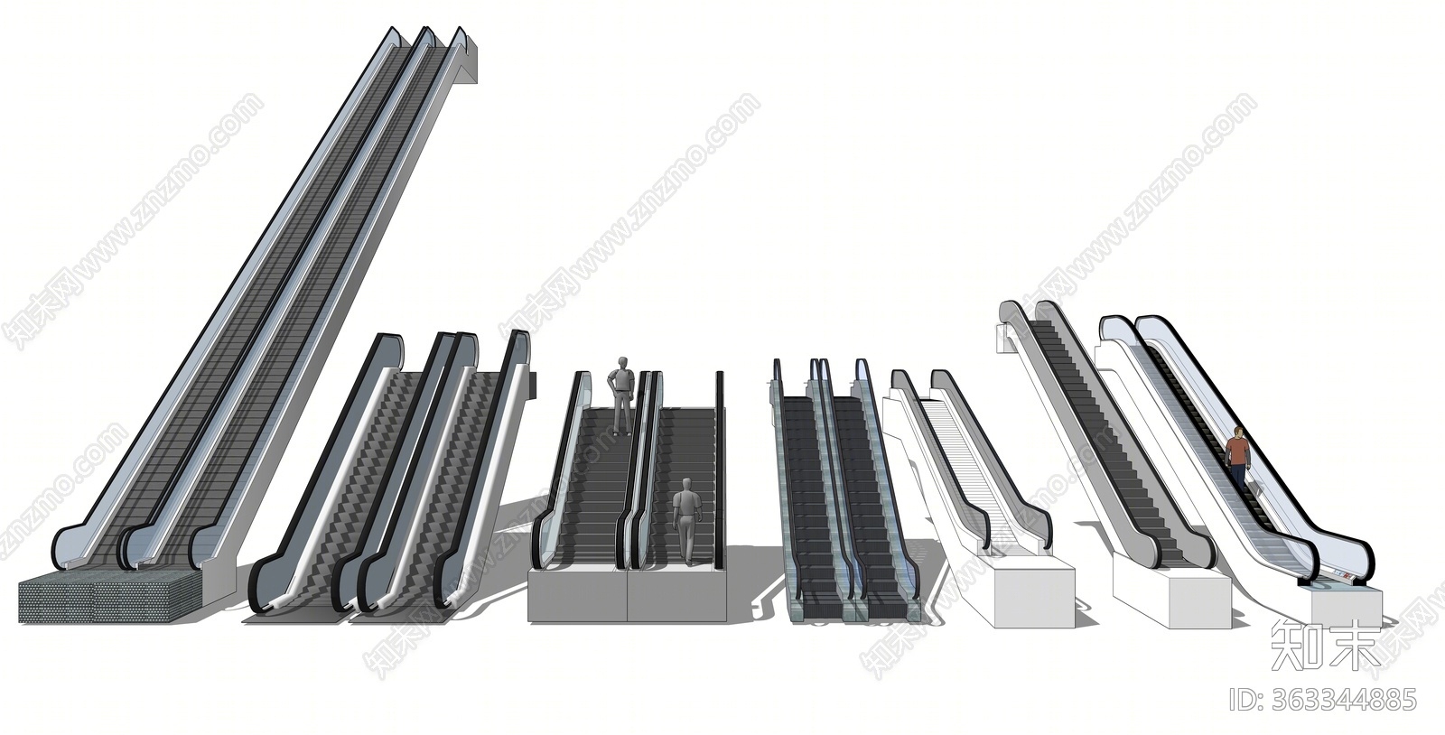 现代观光电动扶梯SU模型下载【ID:363344885】