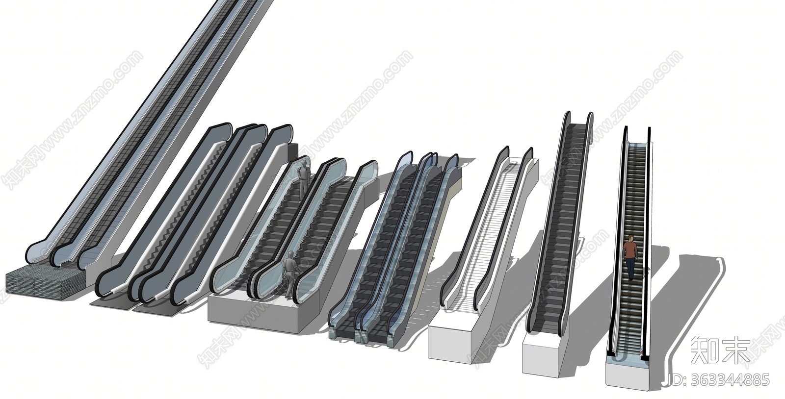 现代观光电动扶梯SU模型下载【ID:363344885】