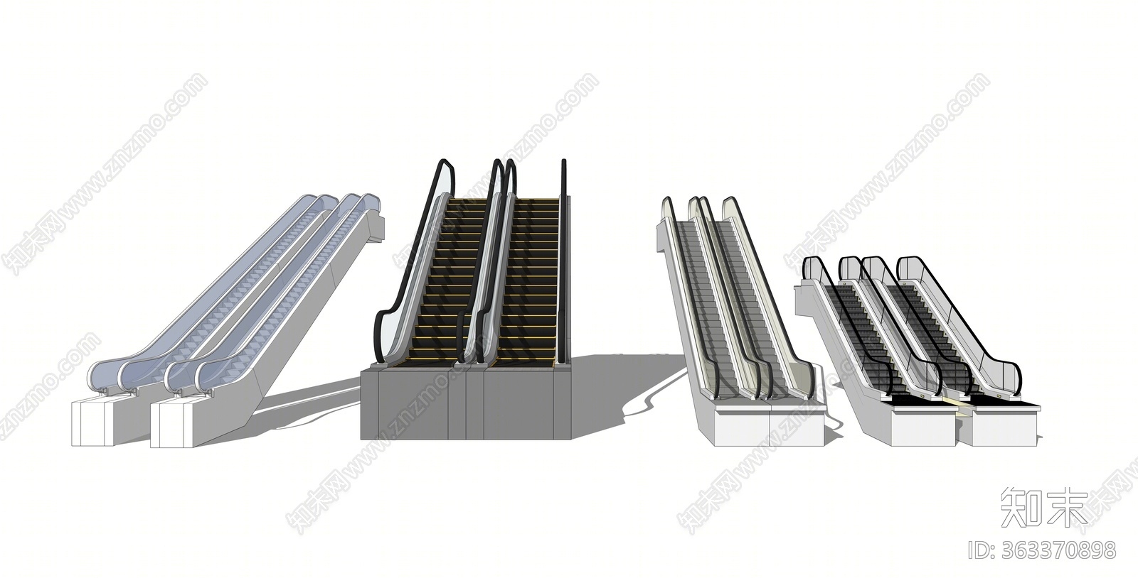 现代风格电动扶梯SU模型下载【ID:363370898】