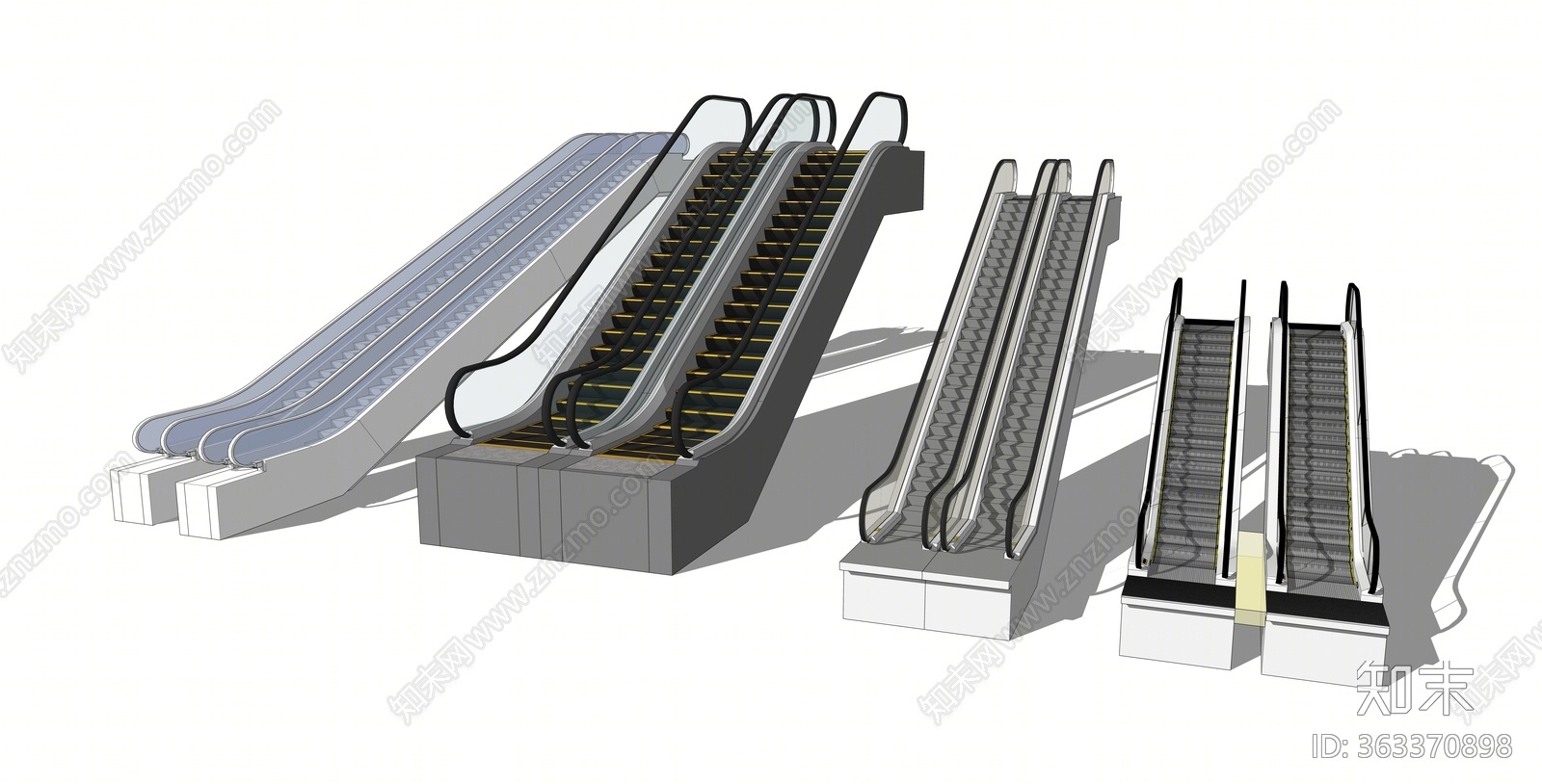 现代风格电动扶梯SU模型下载【ID:363370898】
